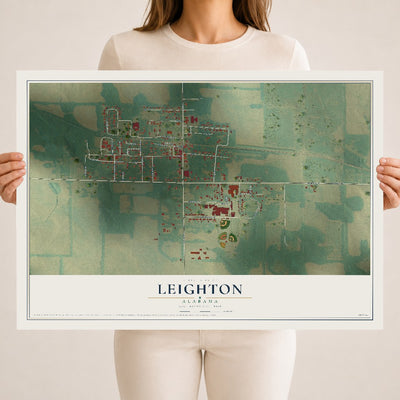 Map of Leighton, Alabama, 18 x 24 inch unframed archival matte print