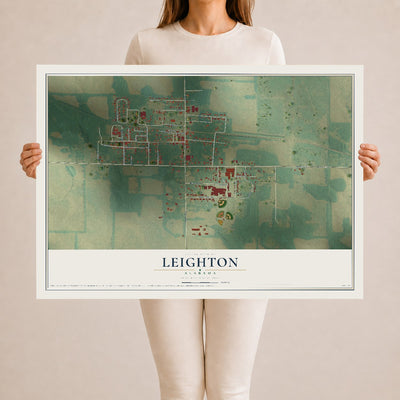 Map of Leighton, Alabama, 24 x 36 inch unframed archival matte print