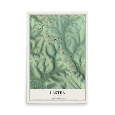 Map of Lester, Alabama, 12 x 18 inch unframed archival matte print