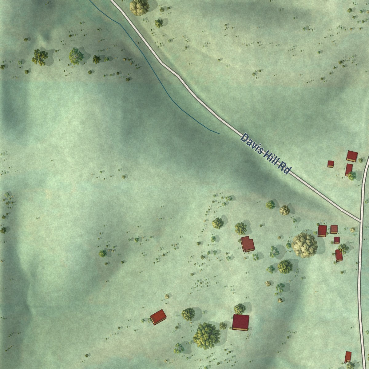 Second close-up of the map of Lester, Alabama print showing more streets and buildings