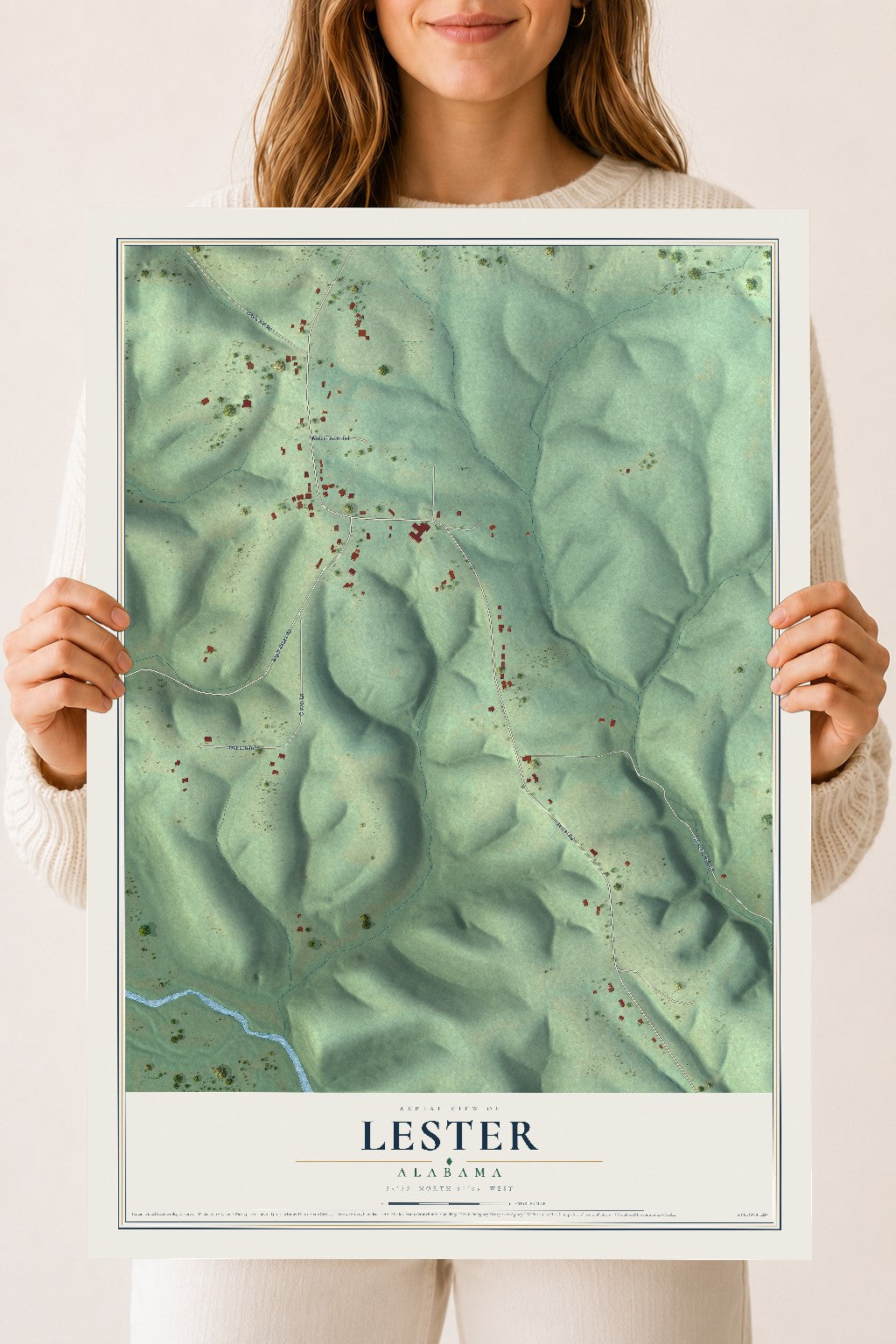 Map of Lester, Alabama, 18 x 24 inch unframed archival matte print