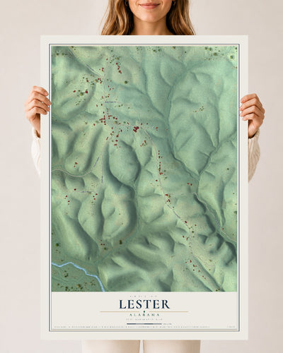 Map of Lester, Alabama, 24 x 36 inch unframed archival matte print