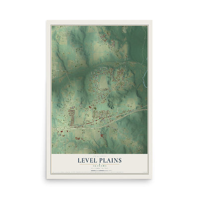 Map of Level Plains, Alabama, 12 x 18 inch unframed archival matte print