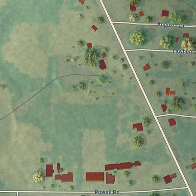 Close-up of the map of Libertyville, Alabama print showing street and building detail