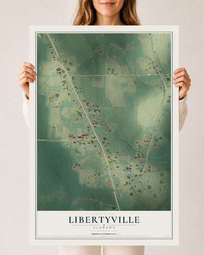 Map of Libertyville, Alabama, 24 x 36 inch unframed archival matte print