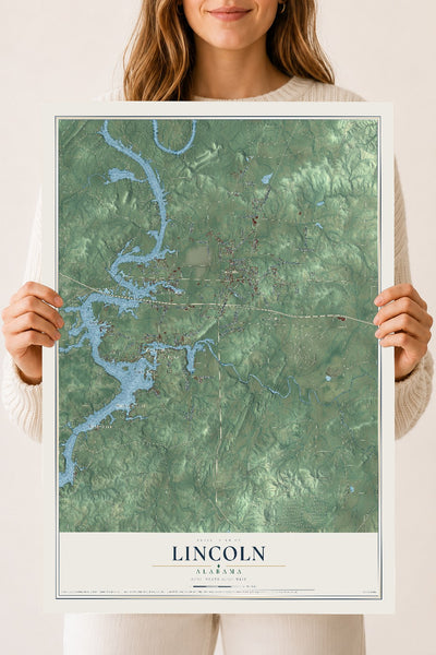 Map of Lincoln, Alabama, 18 x 24 inch unframed archival matte print