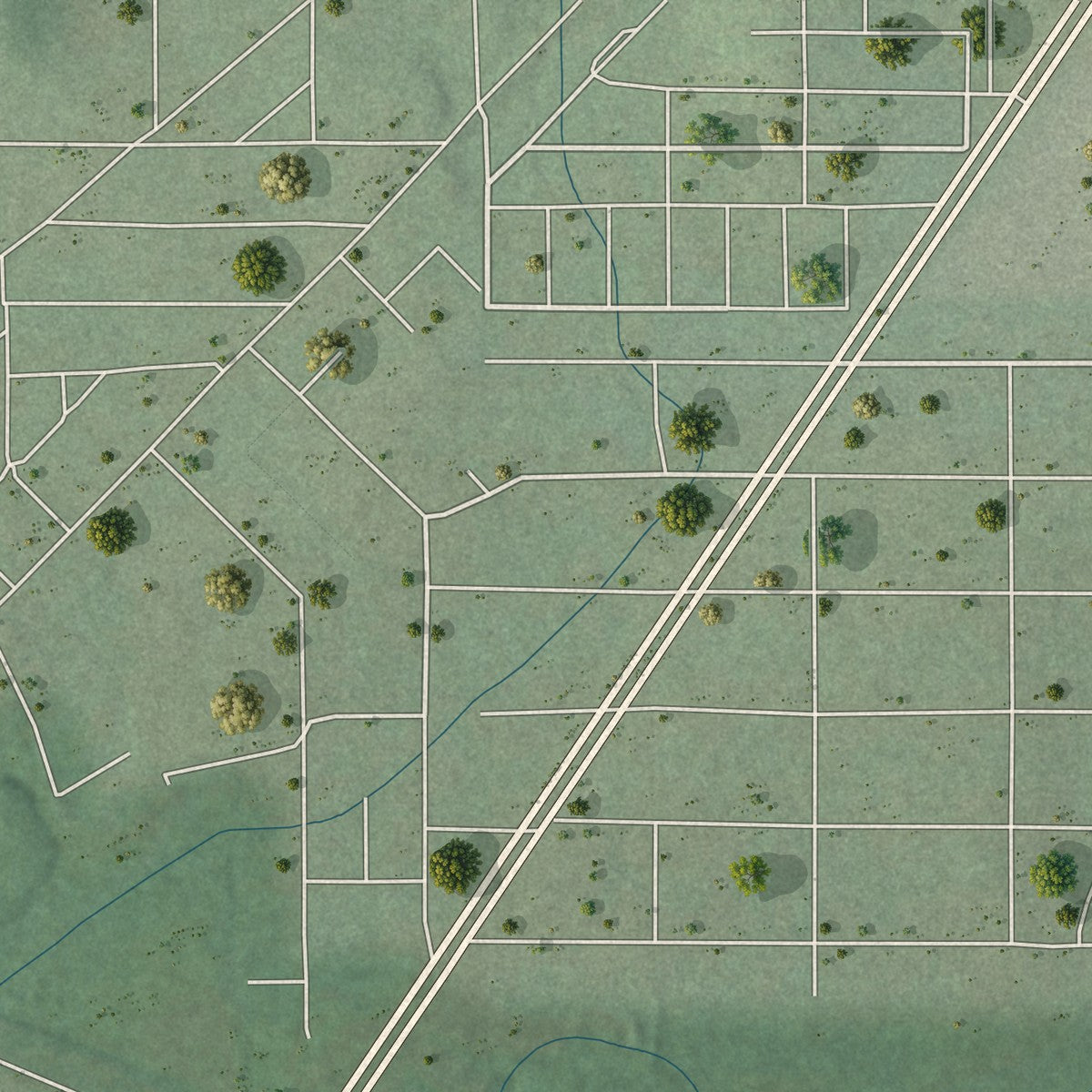 Second close-up of the map of Lipscomb, Alabama print showing more streets and buildings
