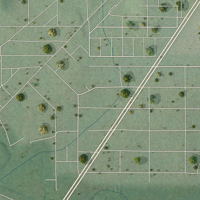 Second close-up of the map of Lipscomb, Alabama print showing more streets and buildings