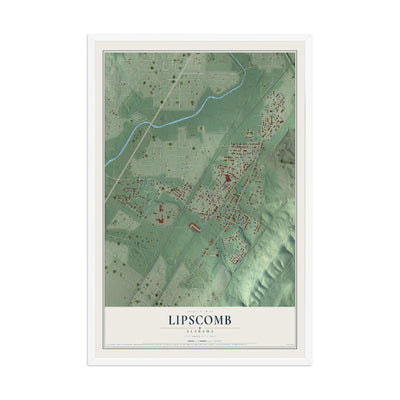 Map of Lipscomb, Alabama, 12 x 18 inch print in a white wood frame