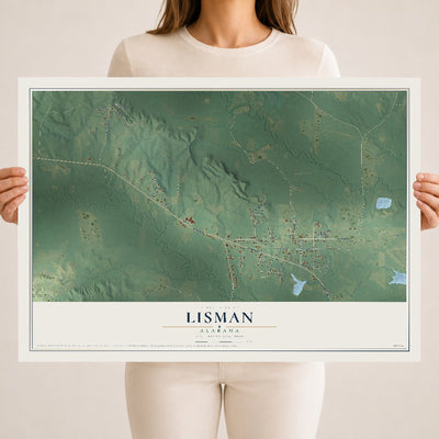 Map of Lisman, Alabama, 18 x 24 inch unframed archival matte print