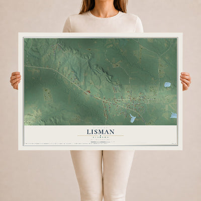 Map of Lisman, Alabama, 24 x 36 inch unframed archival matte print