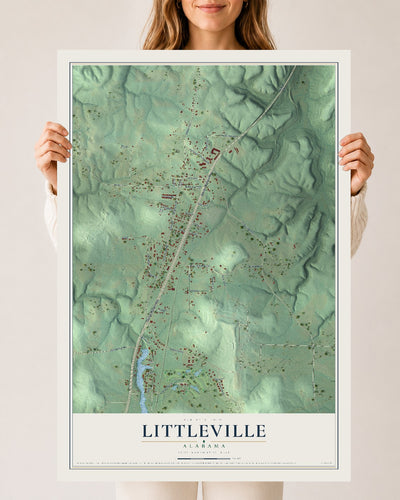Map of Littleville, Alabama, 24 x 36 inch unframed archival matte print