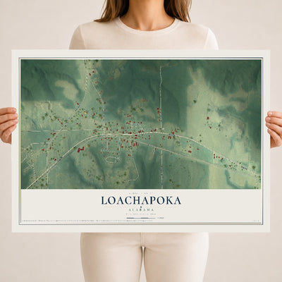 Map of Loachapoka, Alabama, 18 x 24 inch unframed archival matte print