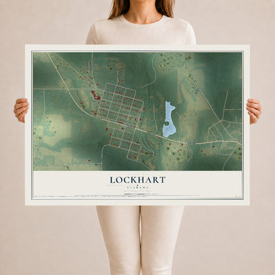 Map of Lockhart, Alabama, 24 x 36 inch unframed archival matte print
