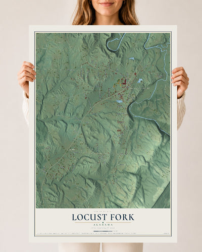 Map of Locust Fork, Alabama, 24 x 36 inch unframed archival matte print