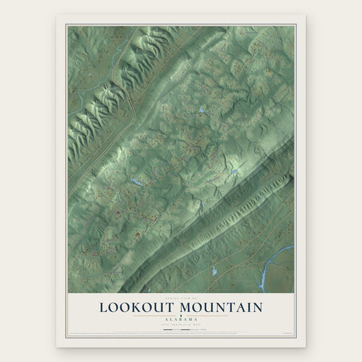 Lookout Mountain, Alabama map print, the full design
