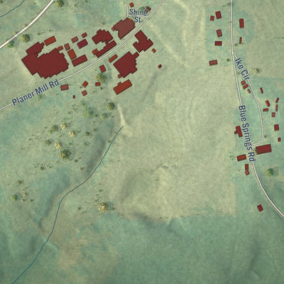 Second close-up of the map of Louisville, Alabama print showing more streets and buildings