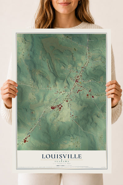 Map of Louisville, Alabama, 18 x 24 inch unframed archival matte print