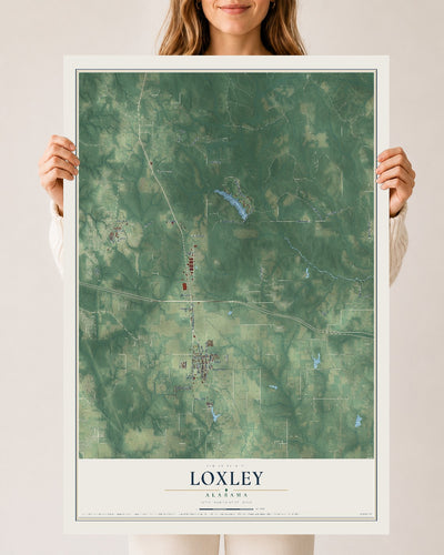 Map of Loxley, Alabama, 24 x 36 inch unframed archival matte print