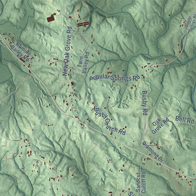 Close-up of the map of Lupton, Alabama print showing street and building detail