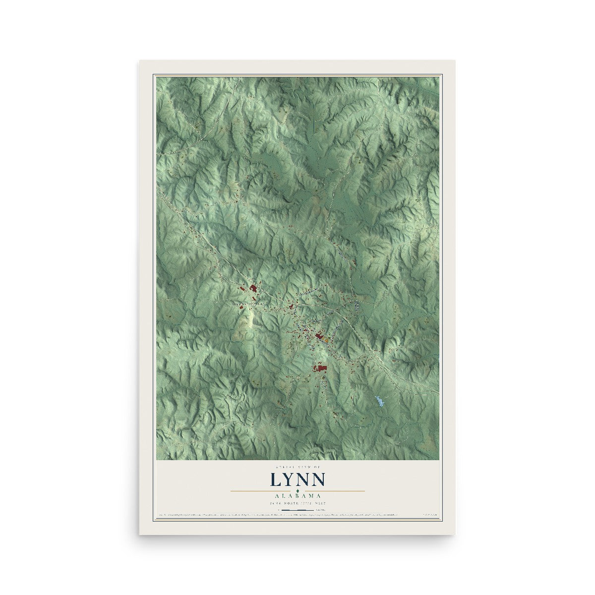 Map of Lynn, Alabama, 12 x 18 inch unframed archival matte print