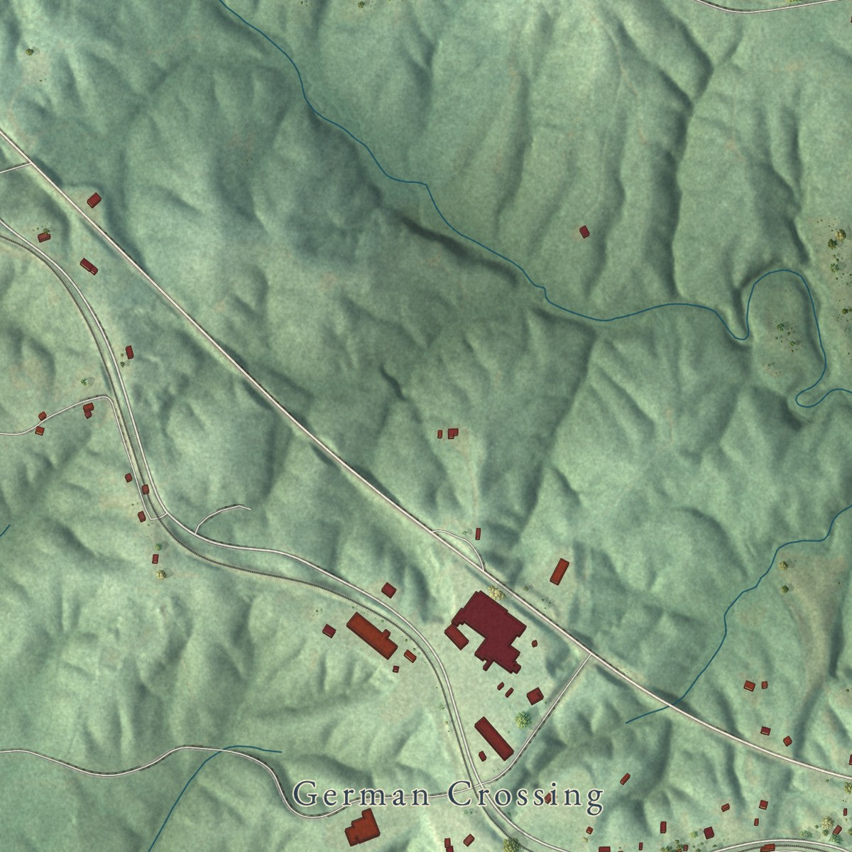 Second close-up of the map of Lynn, Alabama print showing more streets and buildings