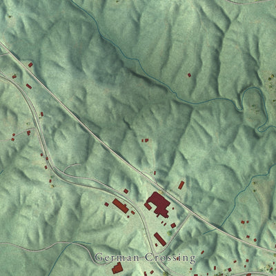 Second close-up of the map of Lynn, Alabama print showing more streets and buildings