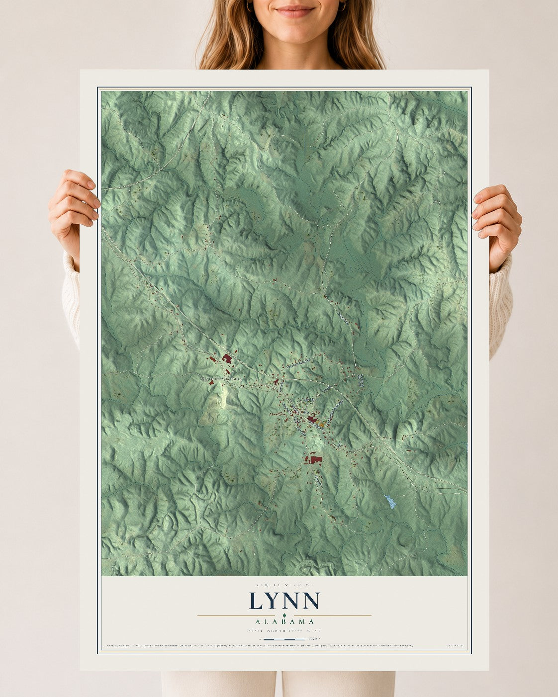 Map of Lynn, Alabama, 24 x 36 inch unframed archival matte print