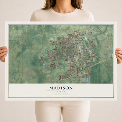 Map of Madison, Alabama, 18 x 24 inch unframed archival matte print