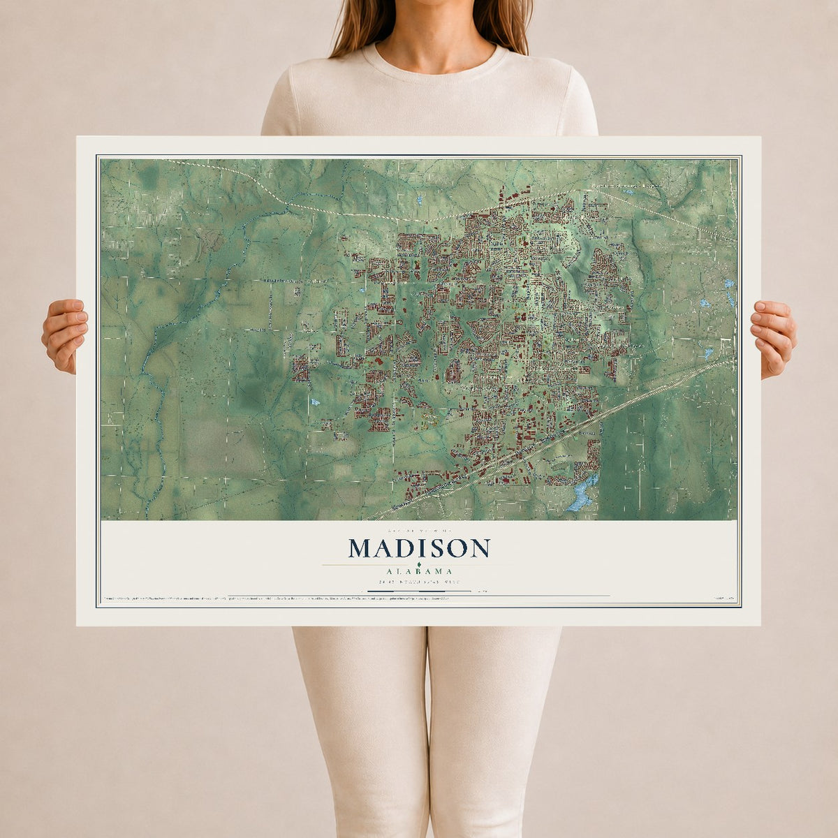 Map of Madison, Alabama, 24 x 36 inch unframed archival matte print