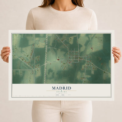 Map of Madrid, Alabama, 12 x 18 inch unframed archival matte print