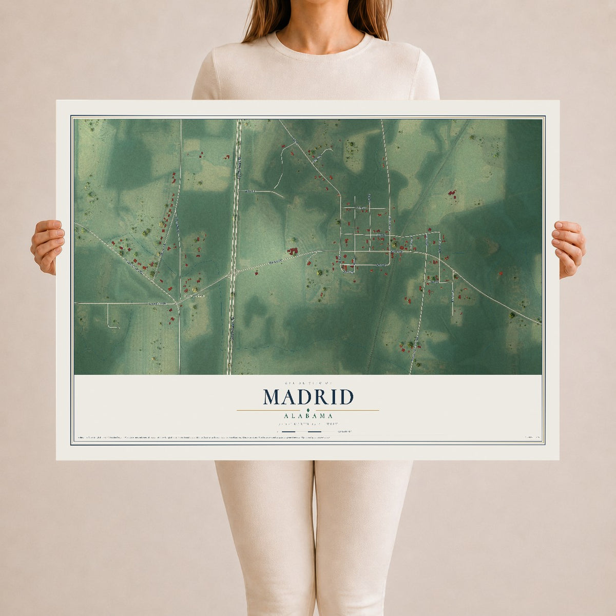Map of Madrid, Alabama, 24 x 36 inch unframed archival matte print