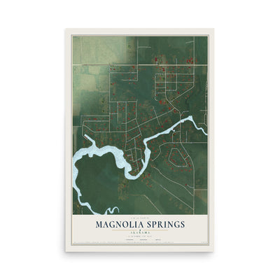Map of Magnolia Springs, Alabama, 12 x 18 inch unframed archival matte print