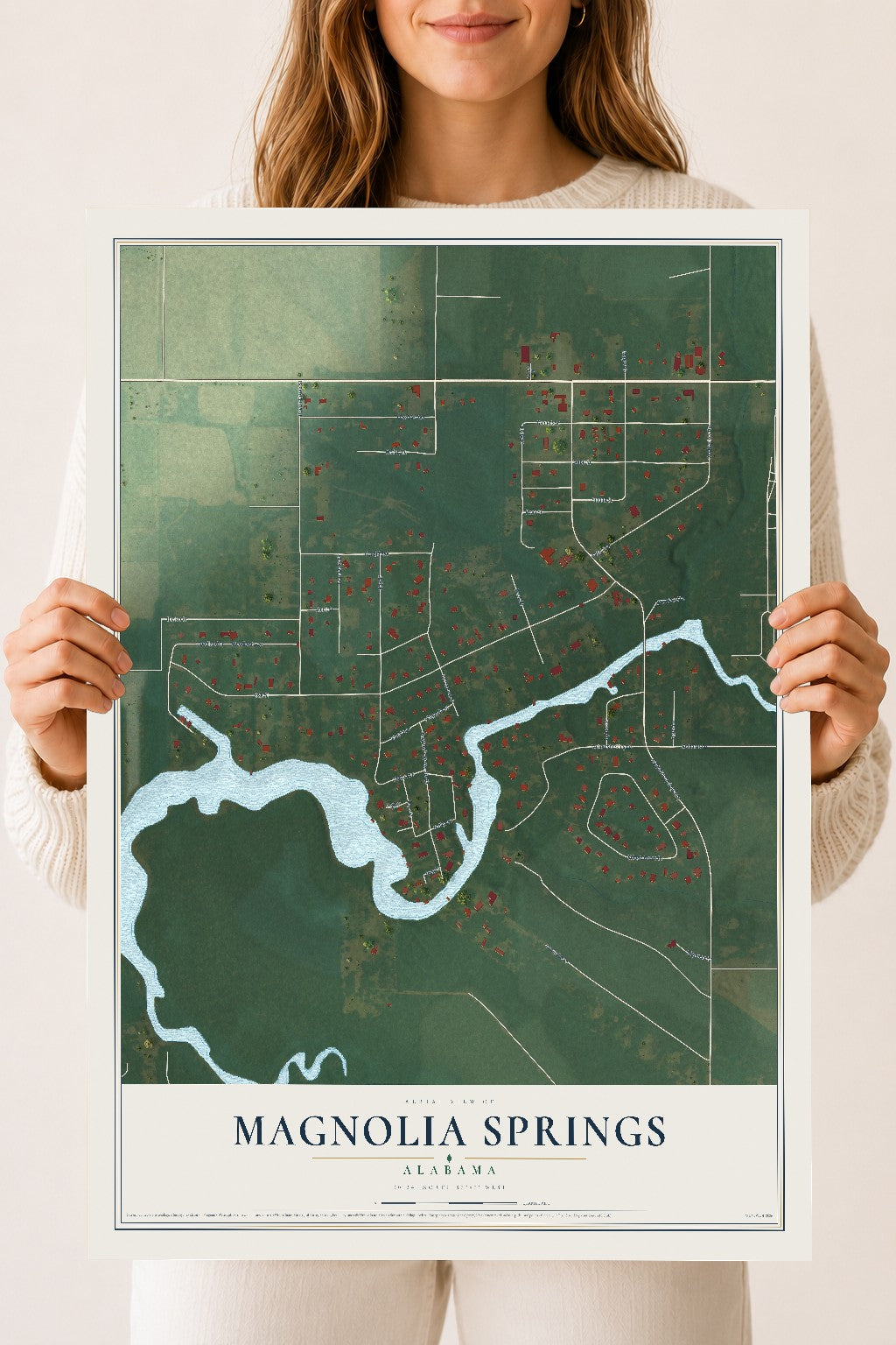 Map of Magnolia Springs, Alabama, 18 x 24 inch unframed archival matte print