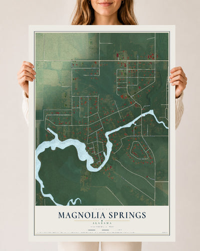 Map of Magnolia Springs, Alabama, 24 x 36 inch unframed archival matte print