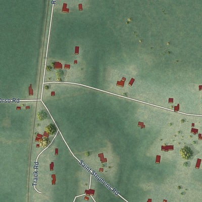 Close-up of the map of Malcolm, Alabama print showing street and building detail