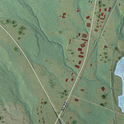 Second close-up of the map of Maplesville, Alabama print showing more streets and buildings
