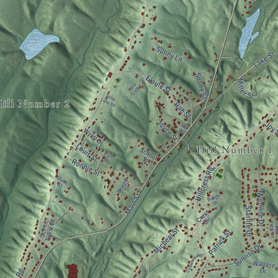 Close-up of the map of Margaret, Alabama print showing street and building detail