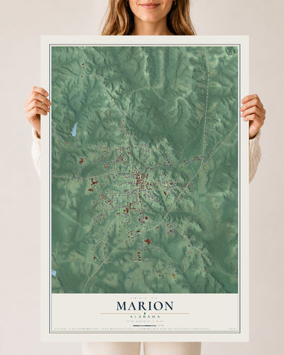 Map of Marion, Alabama, 24 x 36 inch unframed archival matte print