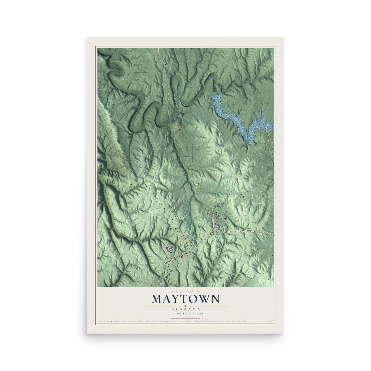 Map of Maytown, Alabama, 12 x 18 inch unframed archival matte print