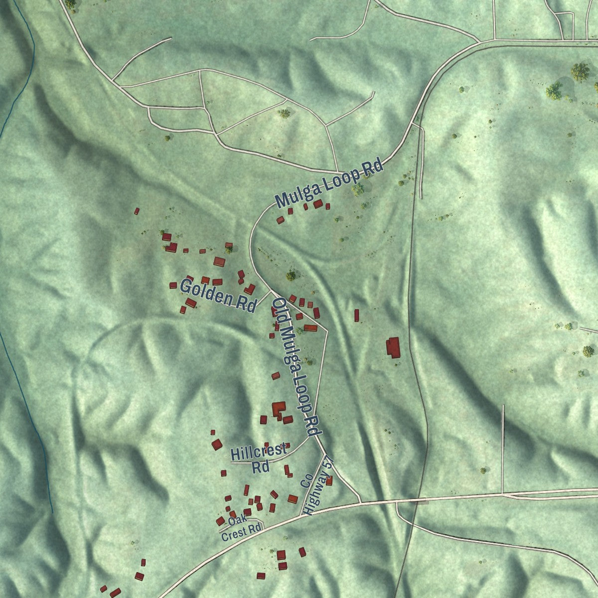 Second close-up of the map of Maytown, Alabama print showing more streets and buildings
