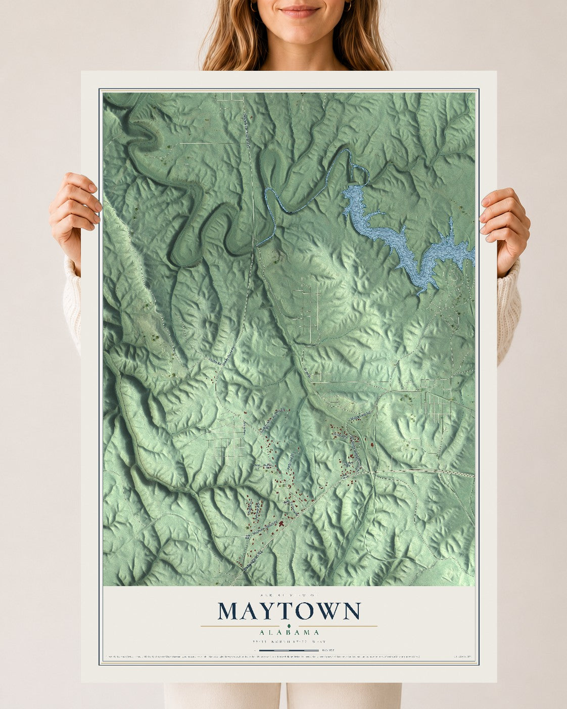 Map of Maytown, Alabama, 24 x 36 inch unframed archival matte print