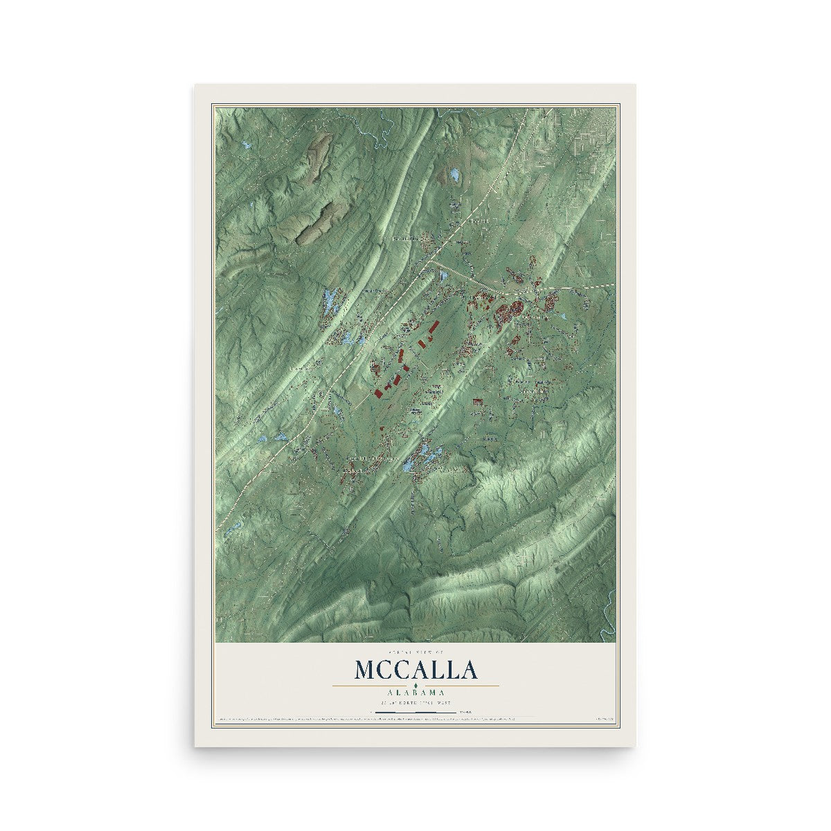 Map of McCalla, Alabama, 12 x 18 inch unframed archival matte print