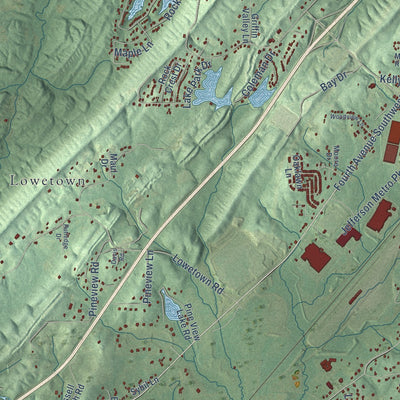 Close-up of the map of McCalla, Alabama print showing street and building detail