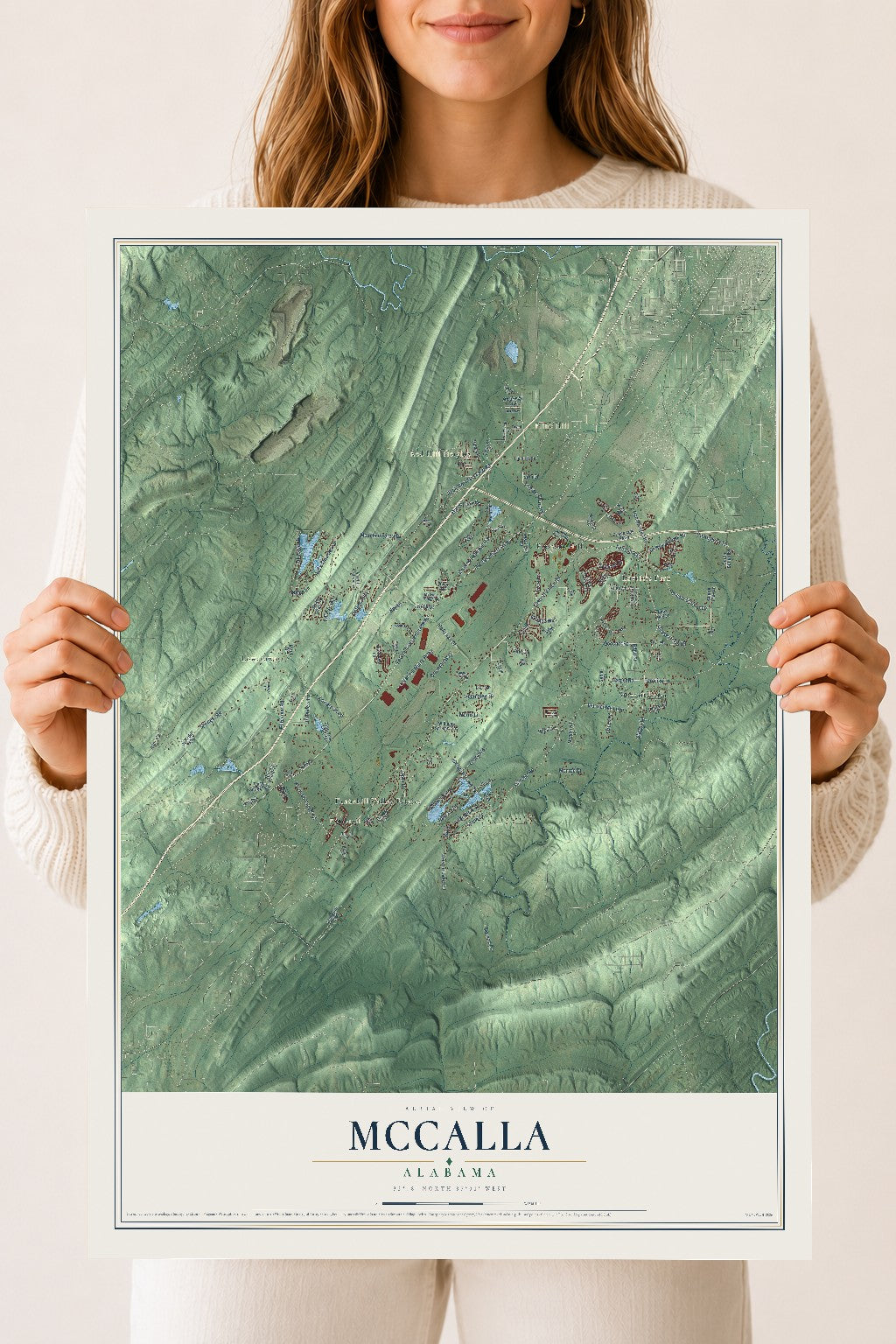 Map of McCalla, Alabama, 18 x 24 inch unframed archival matte print