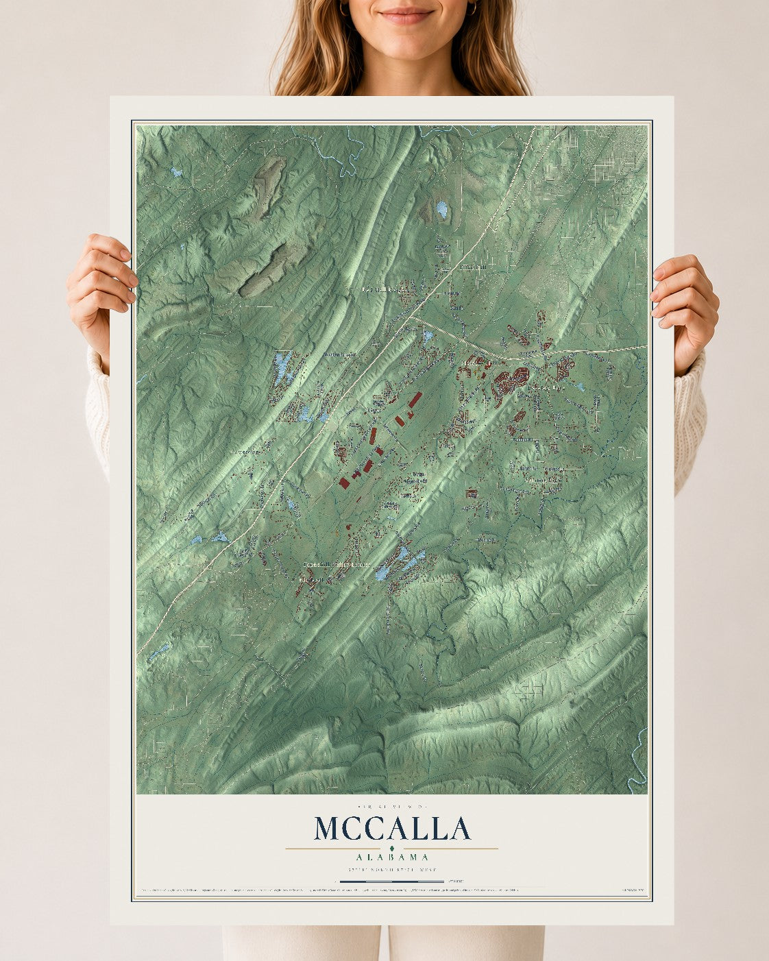 Map of McCalla, Alabama, 24 x 36 inch unframed archival matte print