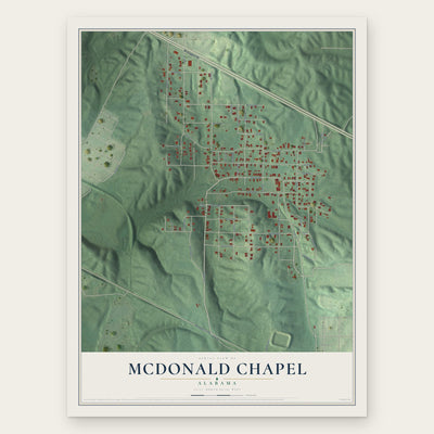 McDonald Chapel, Alabama map print, the full design