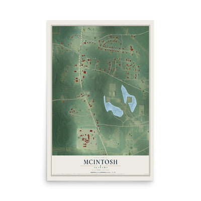 Map of McIntosh, Alabama, 12 x 18 inch unframed archival matte print