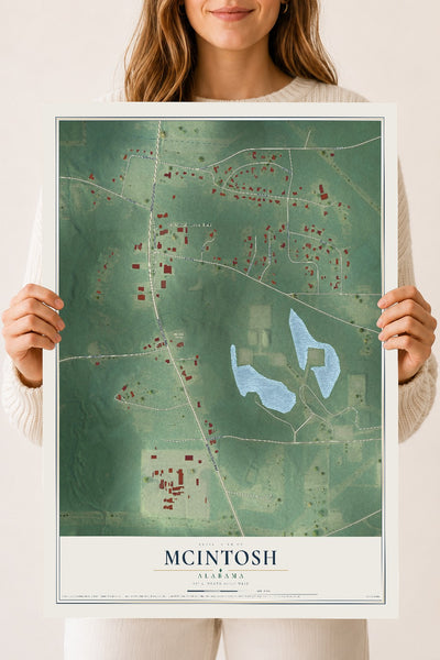 Map of McIntosh, Alabama, 18 x 24 inch unframed archival matte print