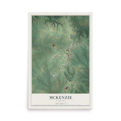 Map of McKenzie, Alabama, 12 x 18 inch unframed archival matte print